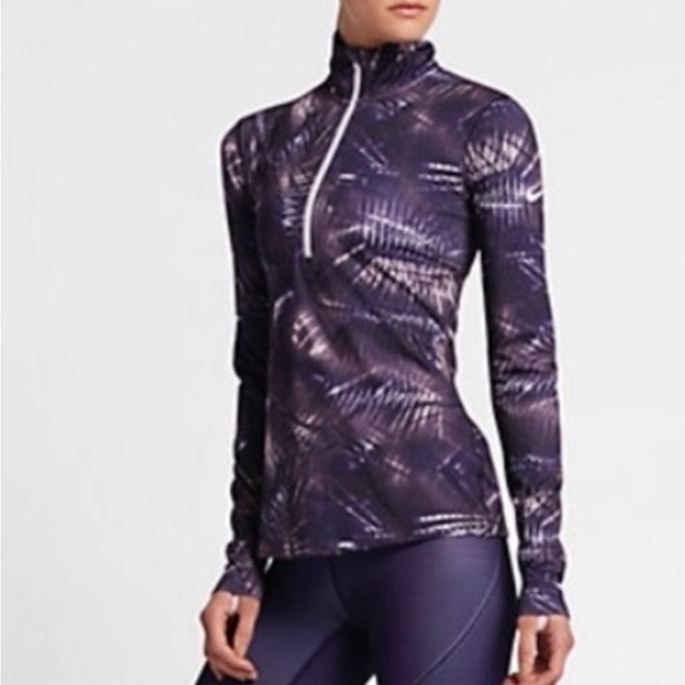 Nike Pro Dri‎ Fit Half Zip Runner Pullover Top Size Small Purple